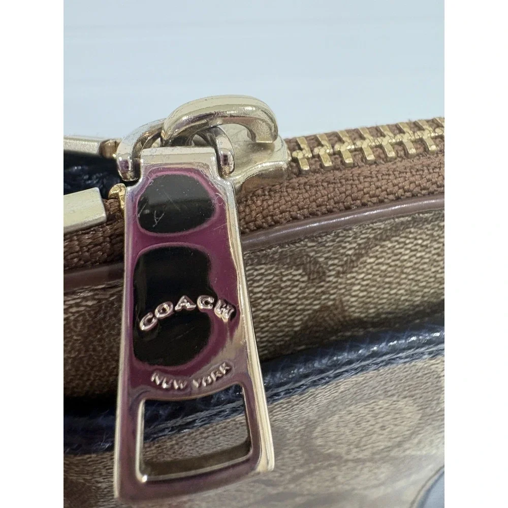COACH Signature Crossbody Shoulder Bag F52856 Brown/Navy Blue No Bag Tag